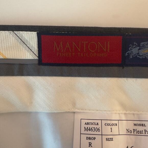 NWT Mantoni Men’s No Pleat Unhemmed Dress Pants Size 46R 100% Wool Gray Office - Picture 10 of 11